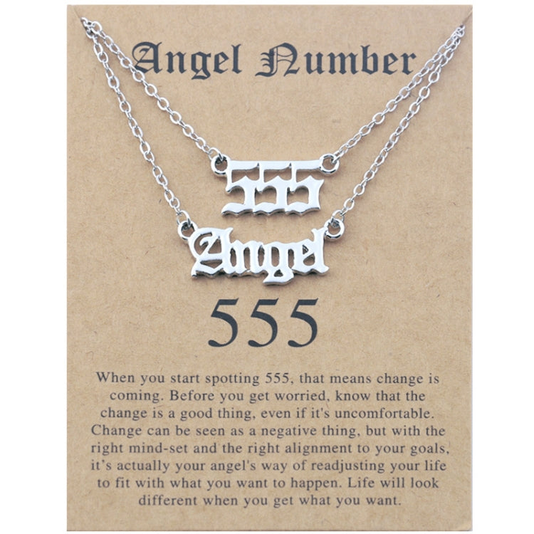 2 In 1 Angel Lucky Numbers Layered Necklace Set Women Collarbone Chain Jewelry-Reluova