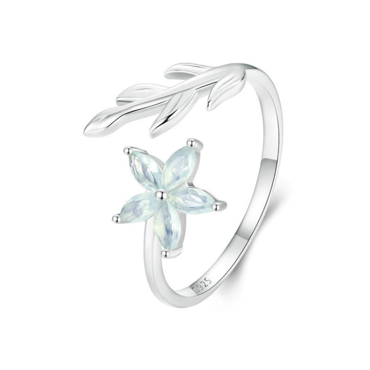 S925 Sterling Silver Platinum Plated Fresh Flower Opening Adjustable Ring My Store