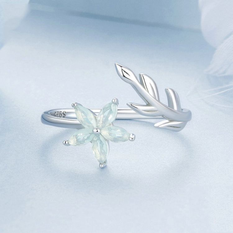 S925 Sterling Silver Platinum Plated Fresh Flower Opening Adjustable Ring My Store