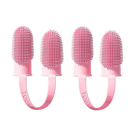 2pcs Pet Teeth Cleaning Dual Finger Toothbrush Dogs And Cats Oral Cleaning Tools(Pink)-Reluova