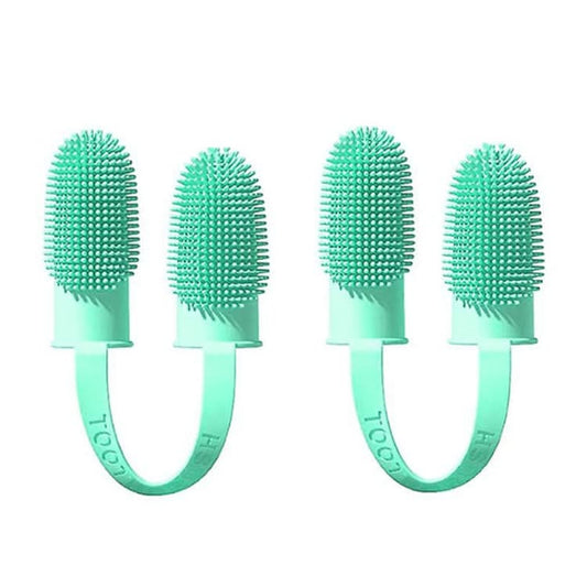 2pcs Pet Teeth Cleaning Dual Finger Toothbrush Dogs And Cats Oral Cleaning Tools(Blue Green)-Reluova