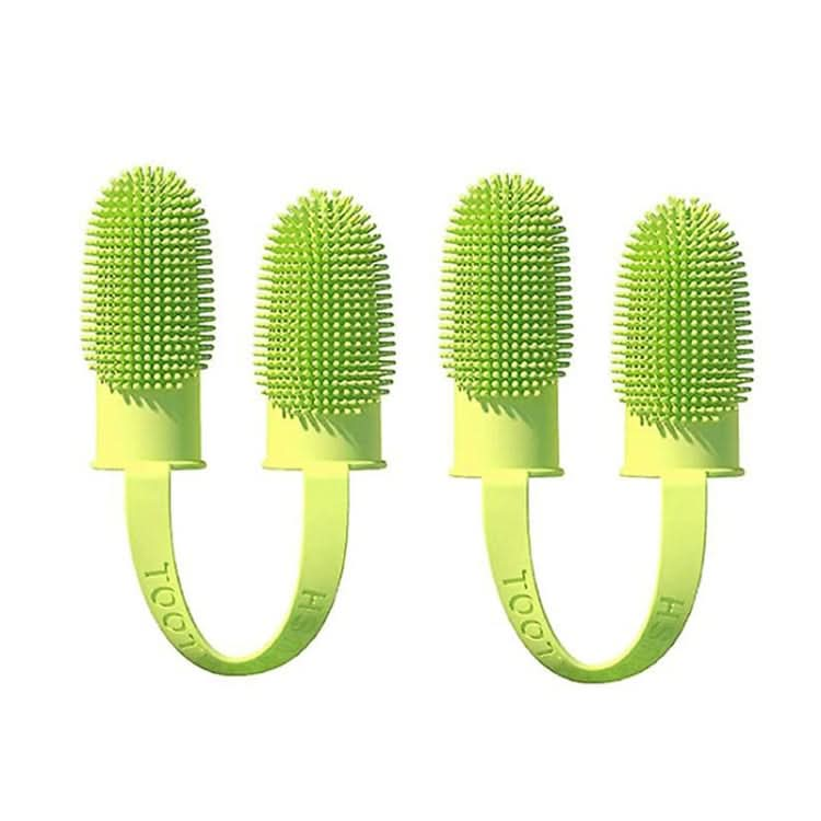 2pcs Pet Teeth Cleaning Dual Finger Toothbrush Dogs And Cats Oral Cleaning Tools(Grass Yellow)-Reluova