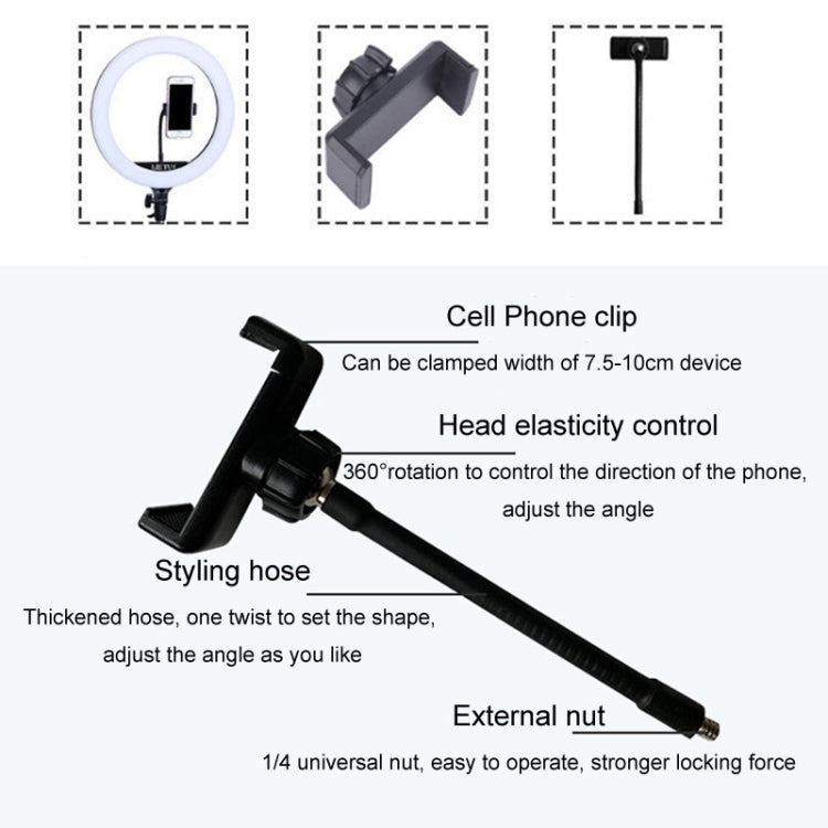 Live Beauty Ring Light Phone Clip 360 Rotating Heads Hose Clamp Stand Reluova