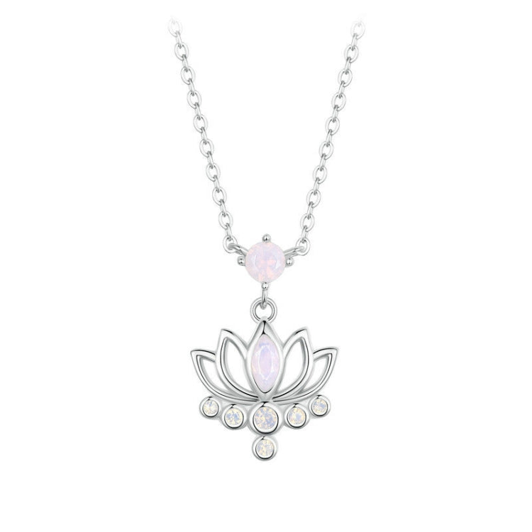 S925 Sterling Silver Platinum Plated Lotus Flower Necklace for Women My Store