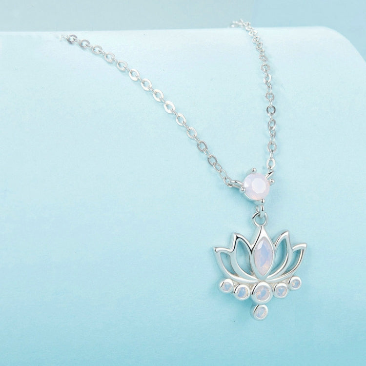 S925 Sterling Silver Platinum Plated Lotus Flower Necklace for Women My Store