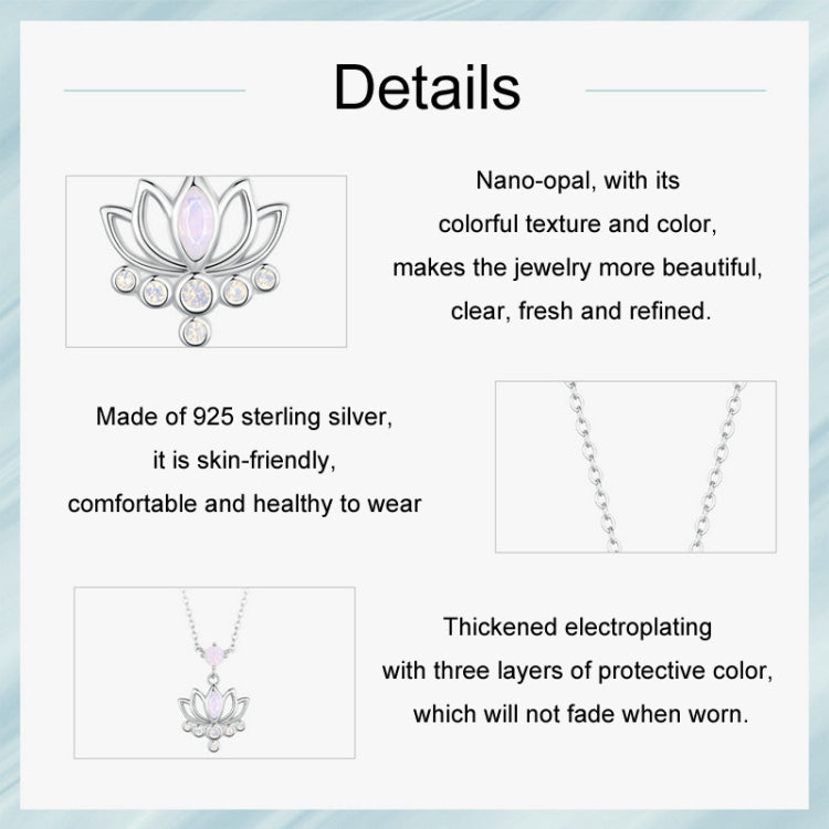 S925 Sterling Silver Platinum Plated Lotus Flower Necklace for Women My Store