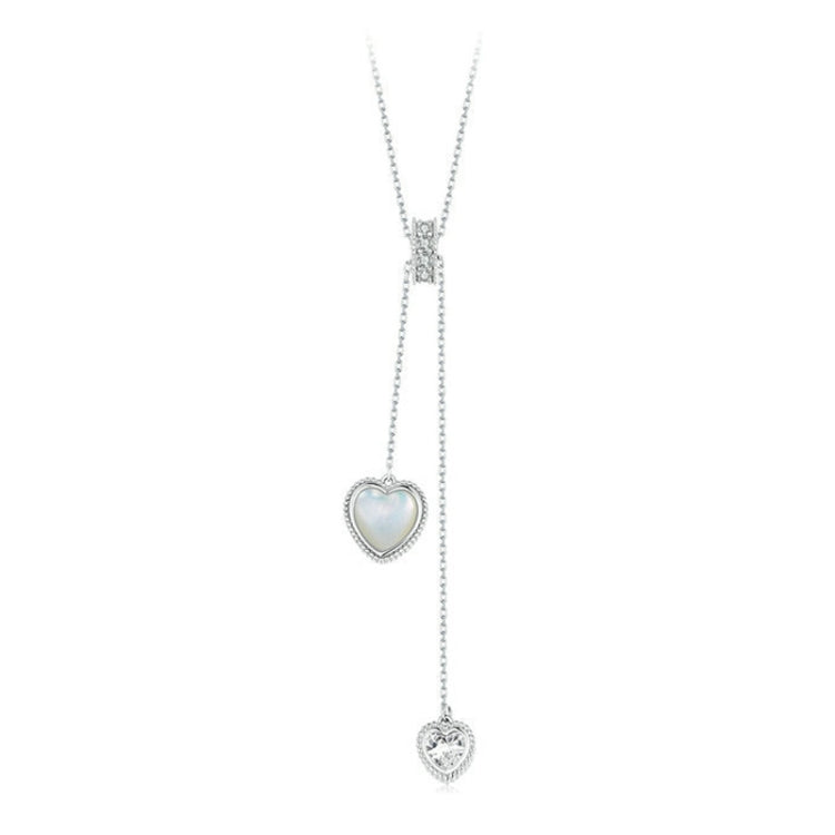 S925 Sterling Silver White Shell Love Y-shaped Valentine Day Necklace