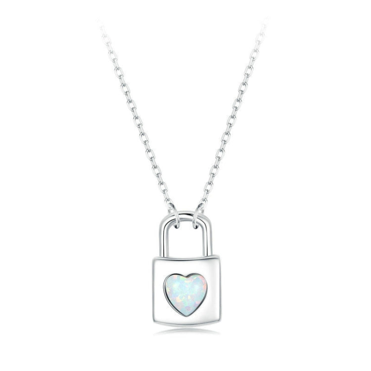 S925 Sterling Silver Platinum-plated Valentine Day Heart Lock Necklace for Women