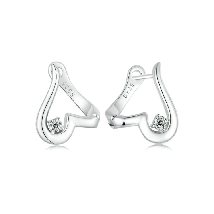 S925 Sterling Silver Platinum Plated Valentine Day Love Irregular Earrings My Store