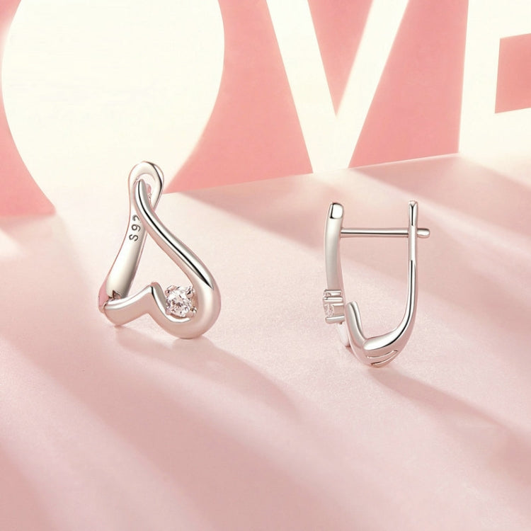 S925 Sterling Silver Platinum Plated Valentine Day Love Irregular Earrings My Store