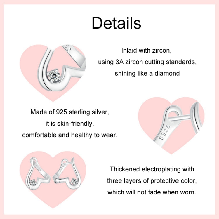 S925 Sterling Silver Platinum Plated Valentine Day Love Irregular Earrings My Store