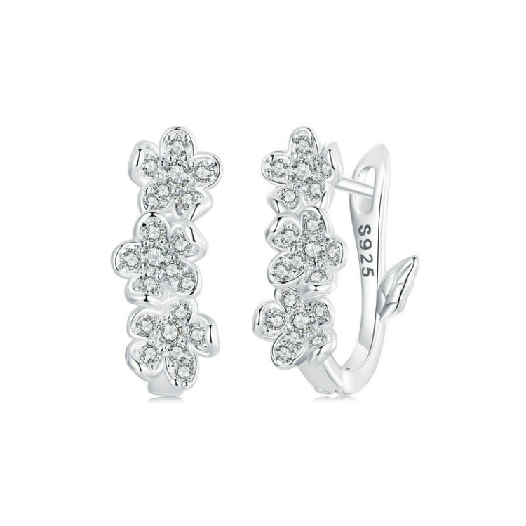 S925 Sterling Silver Flower Zircon Earrings My Store