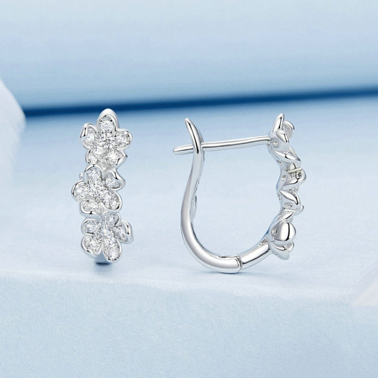 S925 Sterling Silver Flower Zircon Earrings My Store