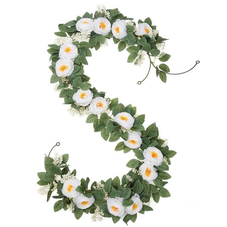 2pcs 2m Simulation Flower Rattan Party Decoration Forest Wedding Arrangement Artificial Rose Rattan(White)-Reluova