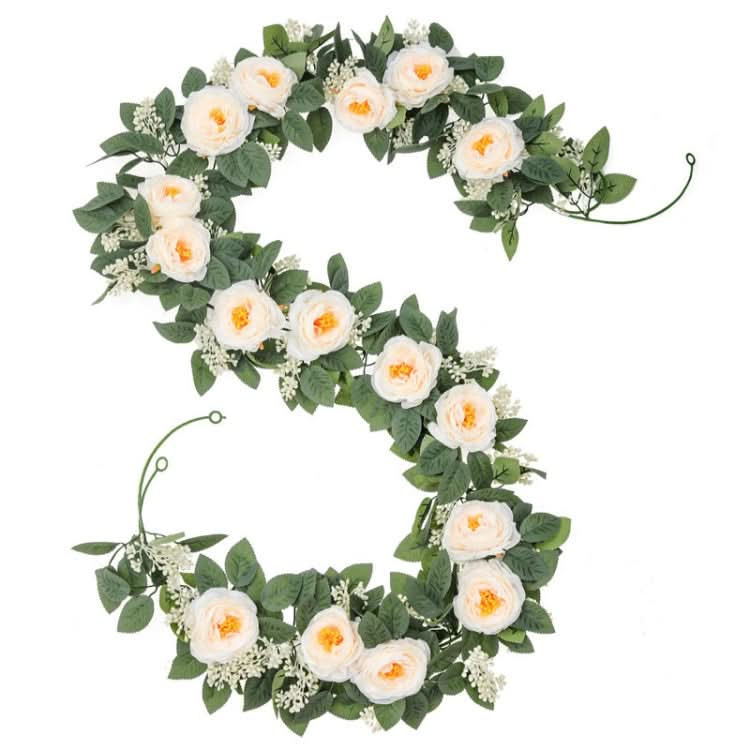 2pcs 2m Simulation Flower Rattan Party Decoration Forest Wedding Arrangement Artificial Rose Rattan(Champagne)-Reluova