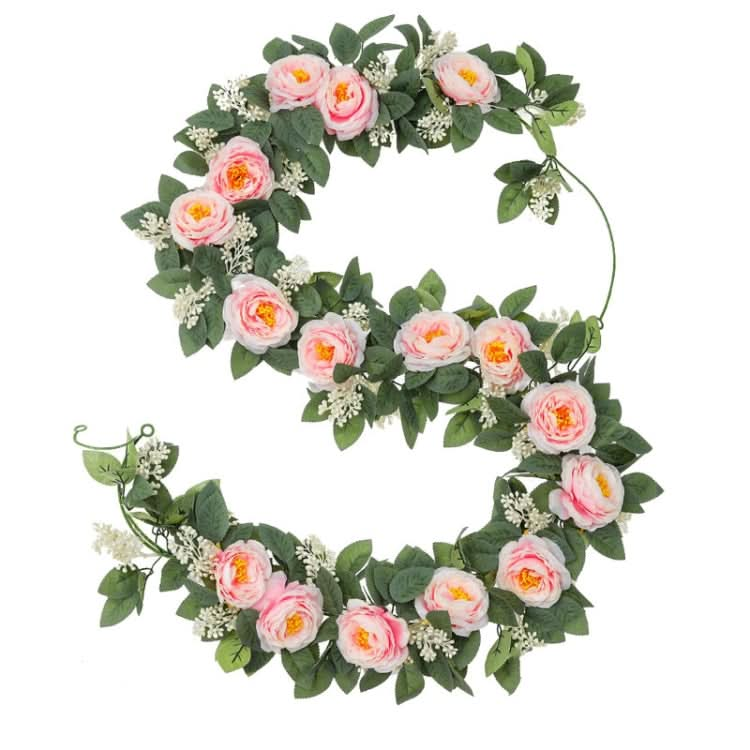 2pcs 2m Simulation Flower Rattan Party Decoration Forest Wedding Arrangement Artificial Rose Rattan(Pink)-Reluova