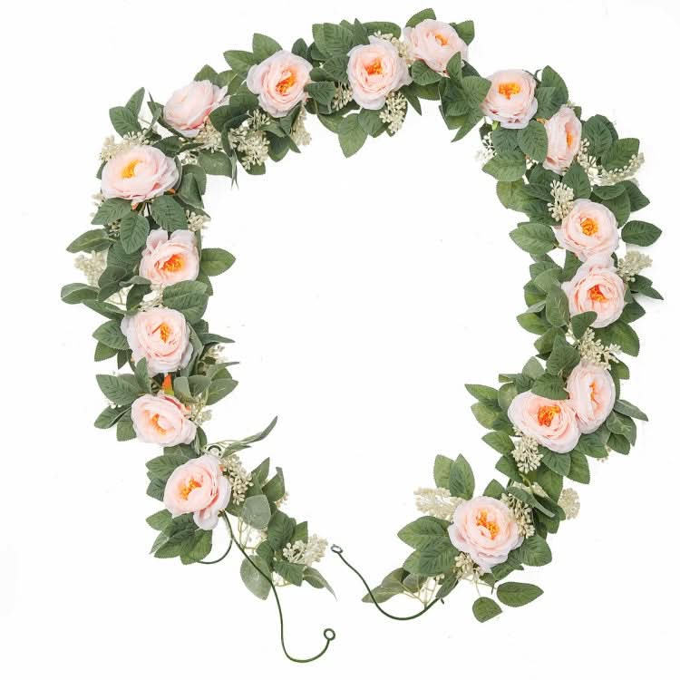 2pcs 2m Simulation Flower Rattan Party Decoration Forest Wedding Arrangement Artificial Rose Rattan(White)-Reluova