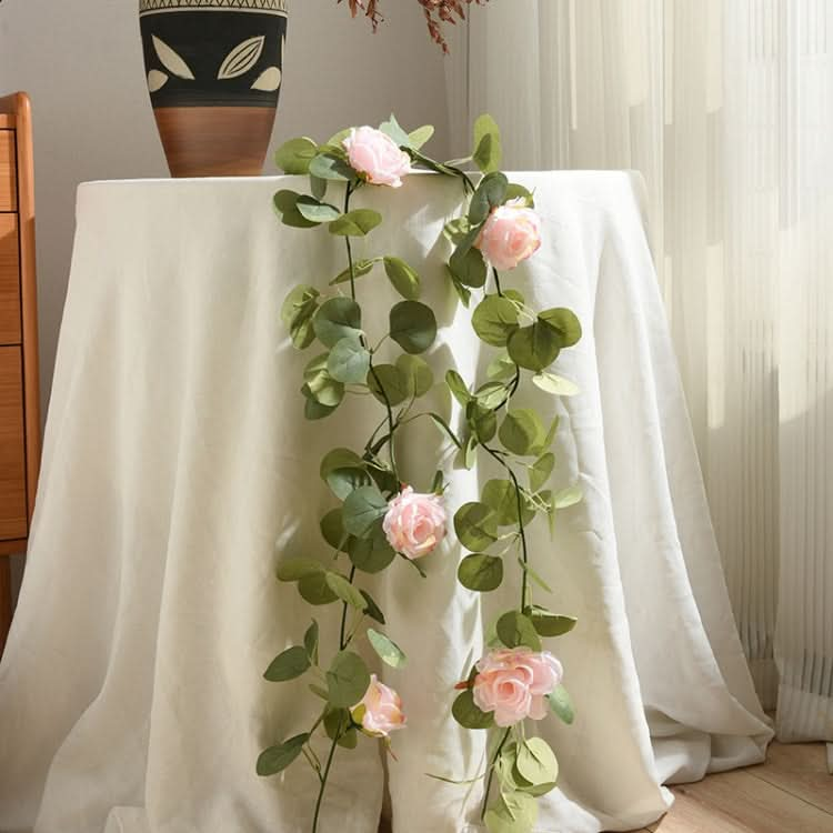 2pcs 2m Simulation Flower Rattan Party Decoration Forest Wedding Arrangement Artificial Rose Rattan(White)-Reluova