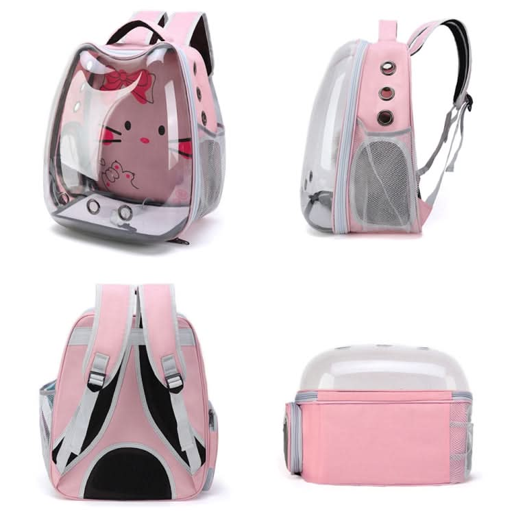 Cartoon Pattern Cat Transparent Pet Bag Space Capsule Portable Pet Backpack - Reluova