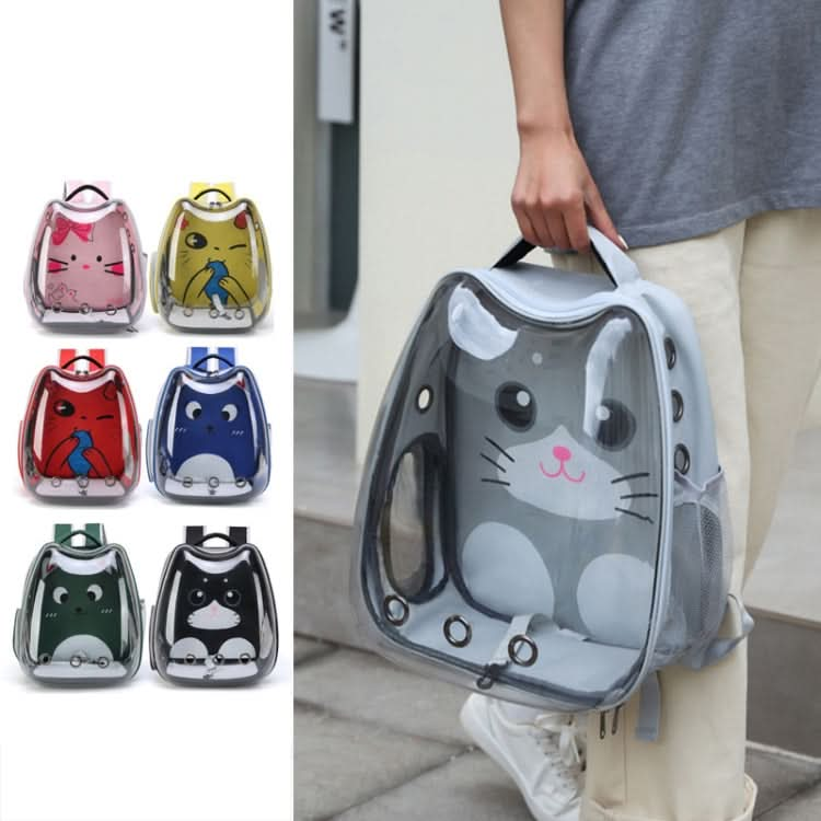 Cartoon Pattern Cat Transparent Pet Bag Space Capsule Portable Pet Backpack - Reluova