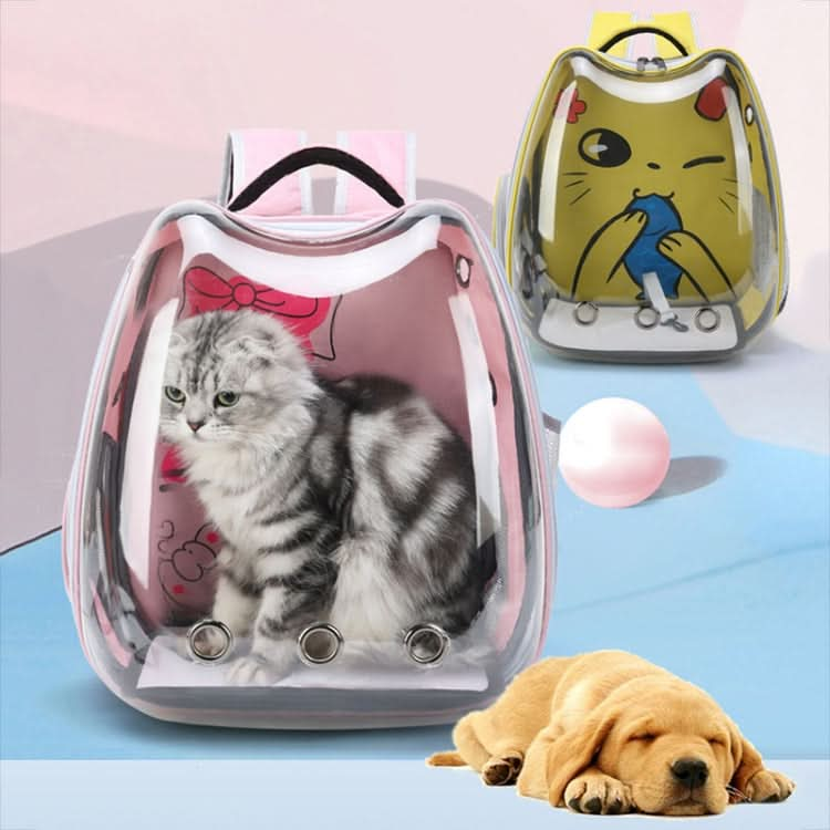 Cartoon Pattern Cat Transparent Pet Bag Space Capsule Portable Pet Backpack - Reluova