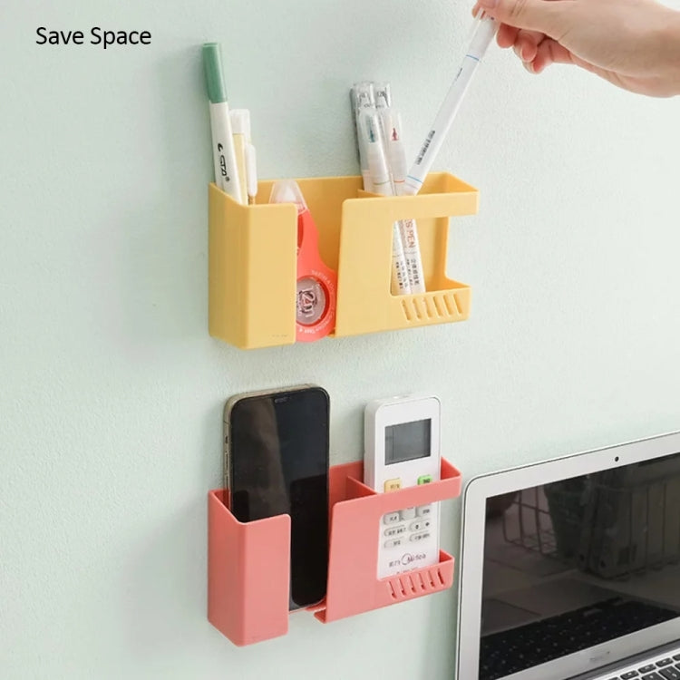 Double Grid Wall-Mounted Storage Box Remote Control Sundries Organizer Mobile Phone Charging Holder