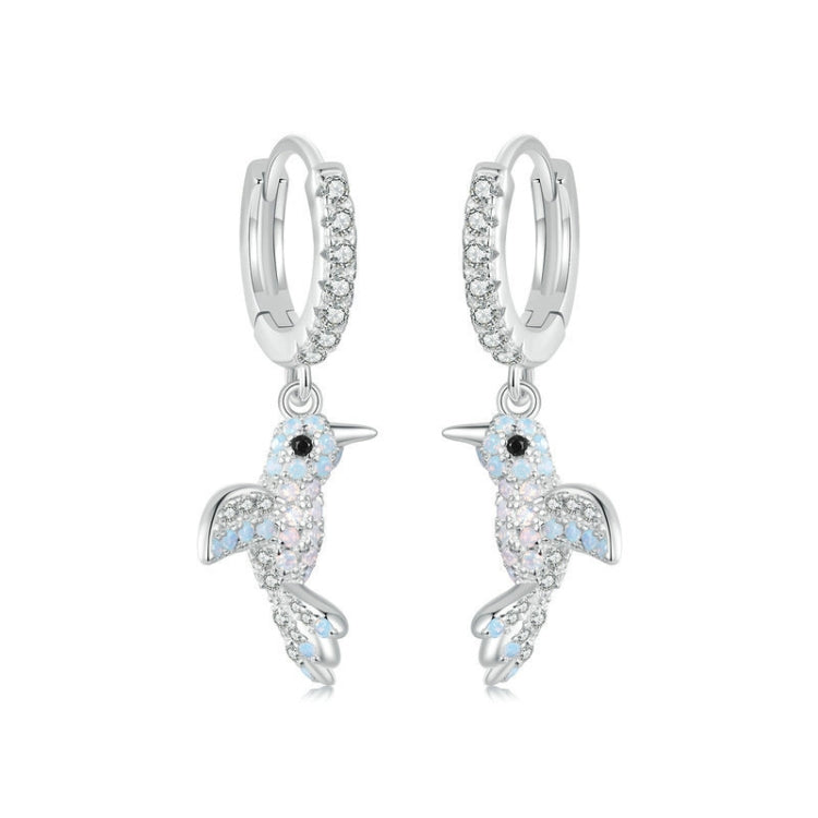 S925 Sterling Silver Platinum Plated Opal Studded Bird Earrings for Women My Store