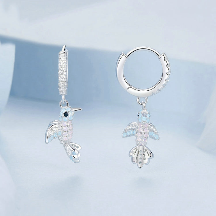 S925 Sterling Silver Platinum Plated Opal Studded Bird Earrings for Women My Store