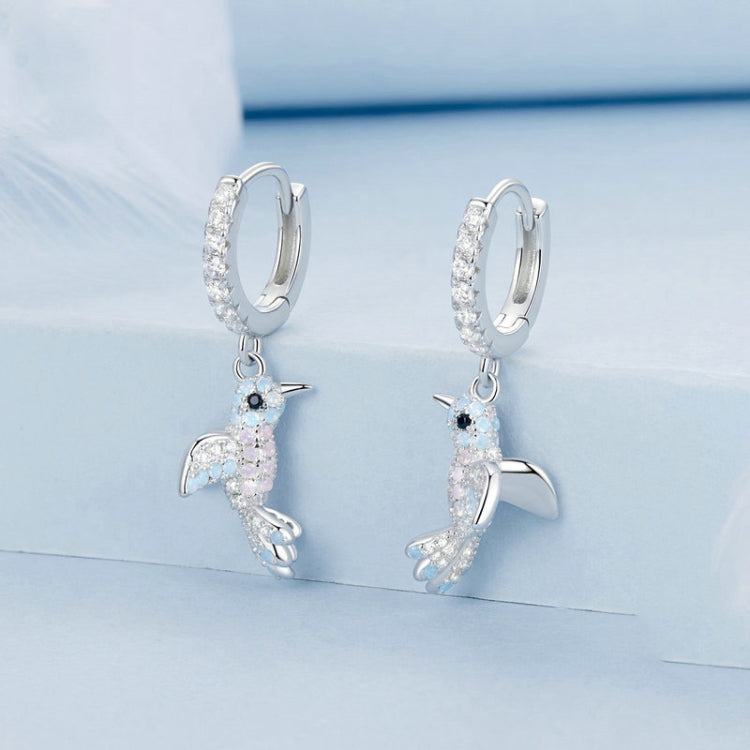 S925 Sterling Silver Platinum Plated Opal Studded Bird Earrings for Women My Store