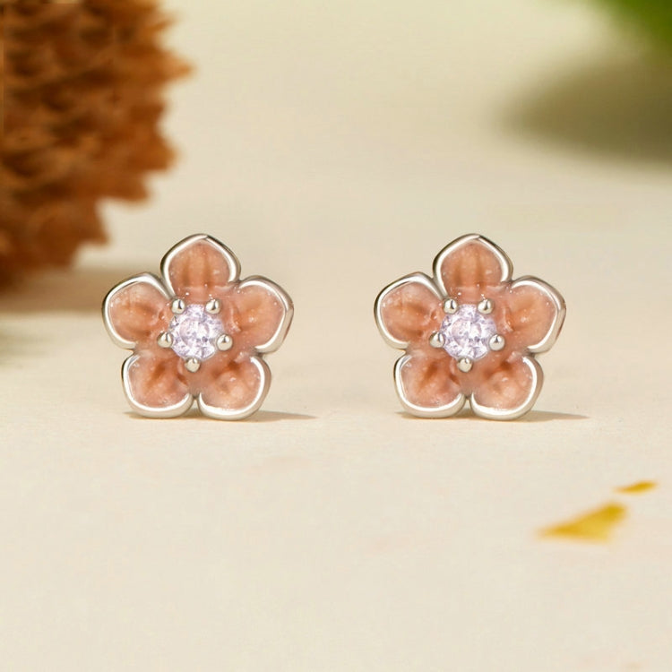 S925 Sterling Silver Platinum-plated Romantic Gradient Cherry Blossom Earrings My Store