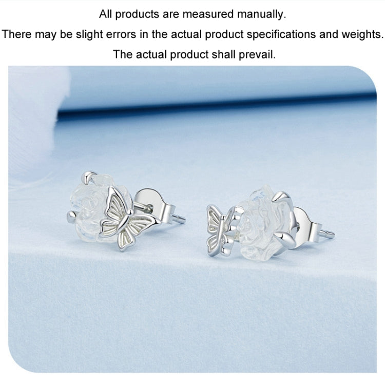 S925 Sterling Silver Platinum Plated Crystal Rose Butterfly Light Color Changing Earrings My Store