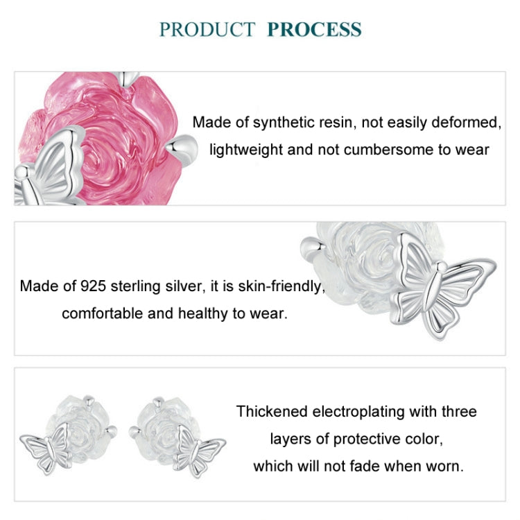 S925 Sterling Silver Platinum Plated Crystal Rose Butterfly Light Color Changing Earrings My Store