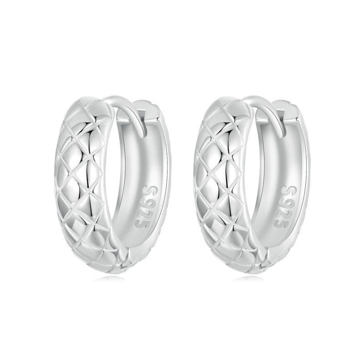 S925 Sterling Silver Platinum Plated Diamond Pattern Earrings My Store