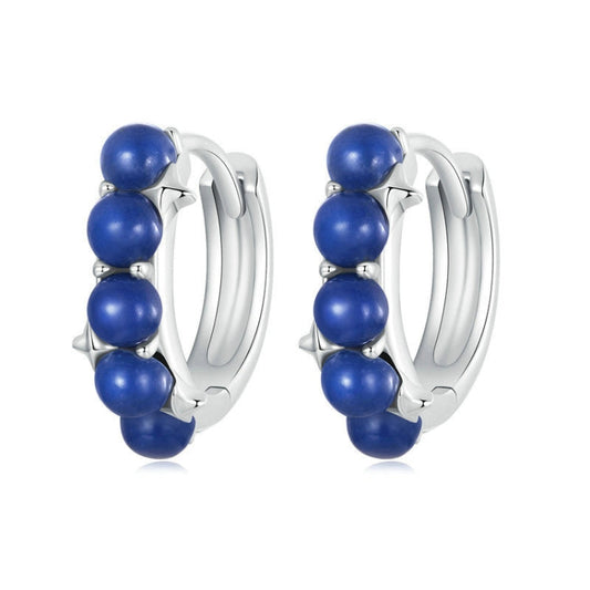 S925 Sterling Silver Platinum Plated Blue Daily Earrings My Store