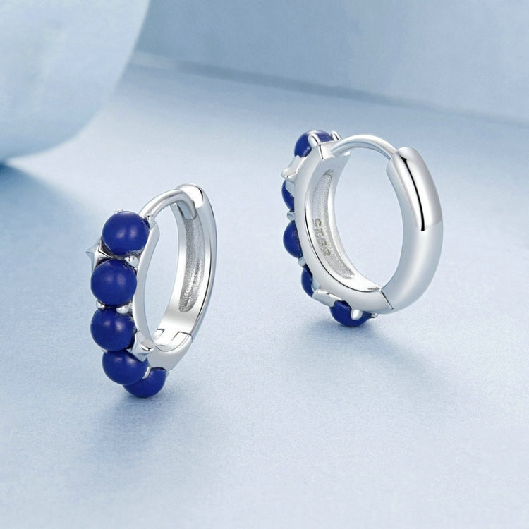 S925 Sterling Silver Platinum Plated Blue Daily Earrings My Store