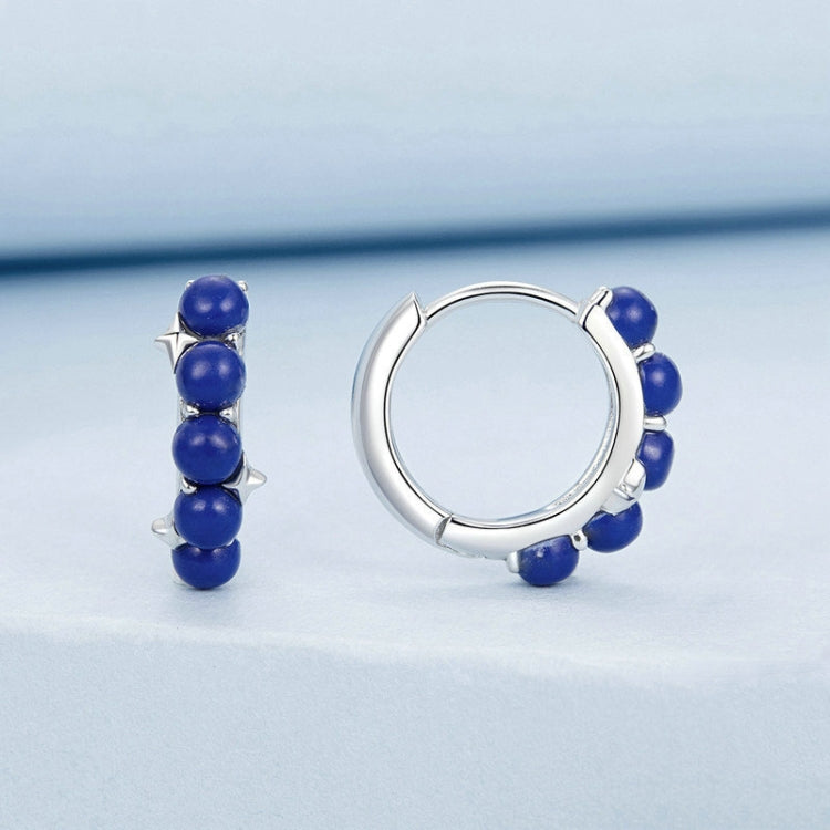 S925 Sterling Silver Platinum Plated Blue Daily Earrings My Store