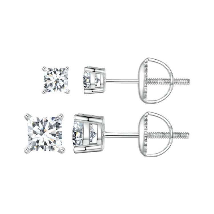 S925 Sterling Silver Platinum-plated Sparkling Square Moissanite Princess Earrings My Store