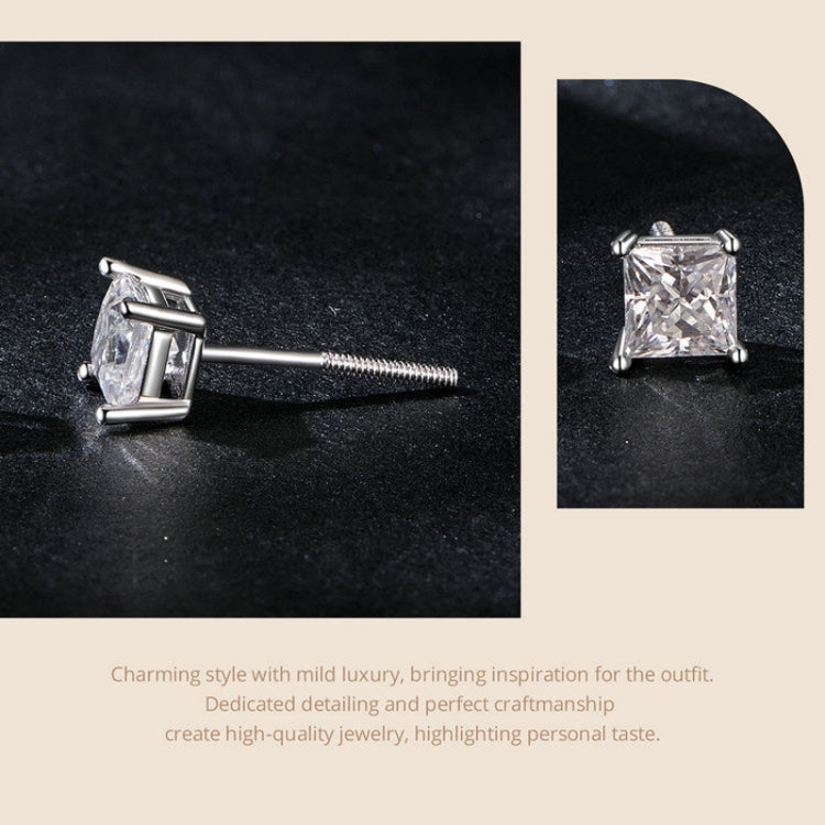 S925 Sterling Silver Platinum-plated Sparkling Square Moissanite Princess Earrings My Store