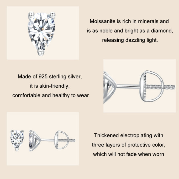 S925 Sterling Silver Platinum-plated Sparkling Water Drop Moissanite Stud Earrings My Store