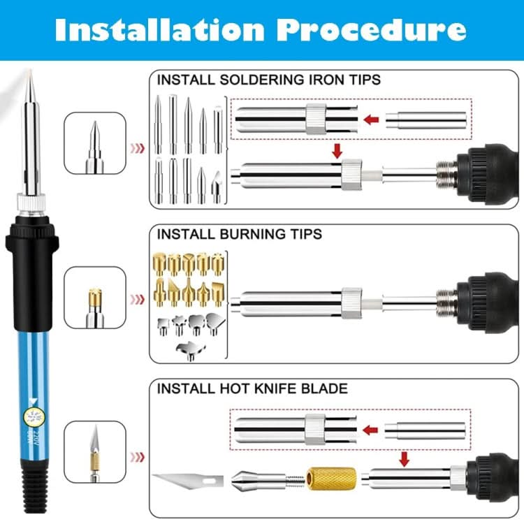 53 In 1 Wood Burning Pen Tips Soldering Iron Tip For Pyrography Working Carving 15 Grids-Reluova