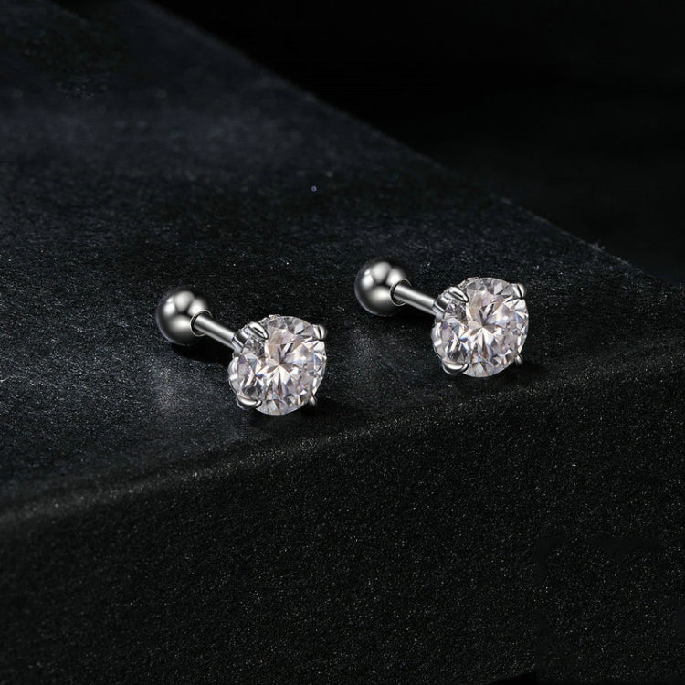 S925 Sterling Silver Platinum Plated Moissanite Threaded Base Stud Earrings My Store