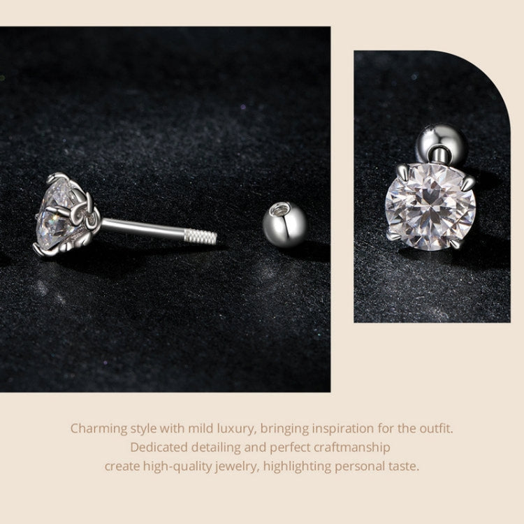 S925 Sterling Silver Platinum Plated Moissanite Threaded Base Stud Earrings My Store