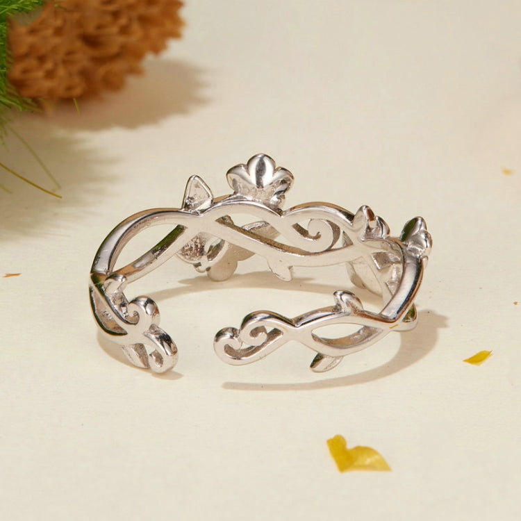 S925 Sterling Silver Romantic Cherry Blossom Butterfly Adjustable Open Ring My Store