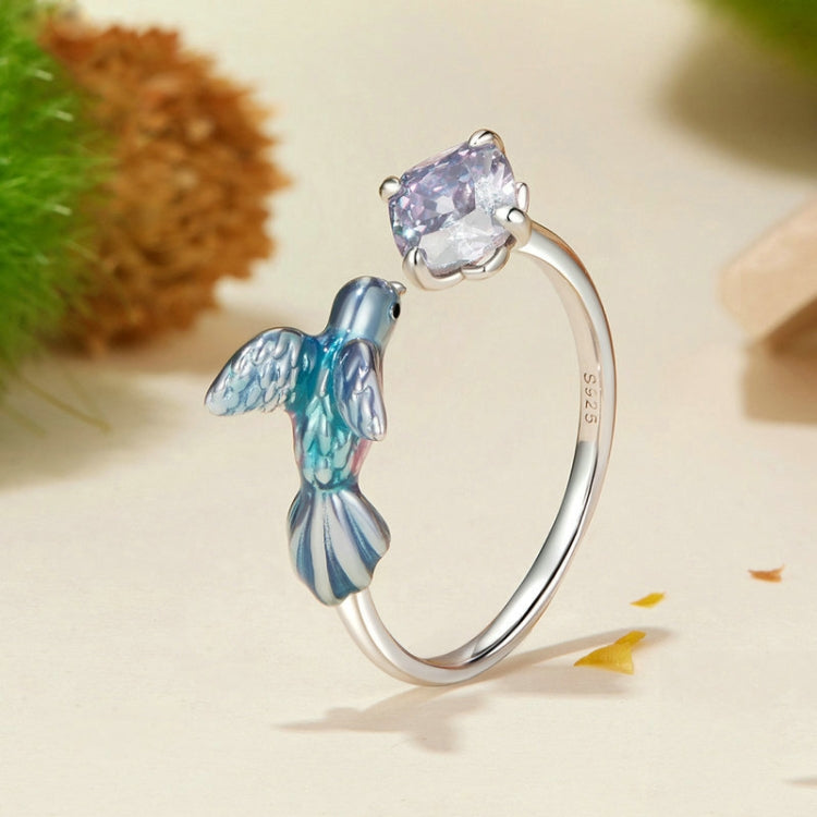 S925 Sterling Silver Platinum-plated Smart Kingfisher Petals Adjustable Open Ring My Store