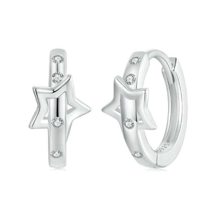 S925 Sterling Silver Platinum-Plated Punk Style Belt Five-Pointed Star Ear Buckle My Store