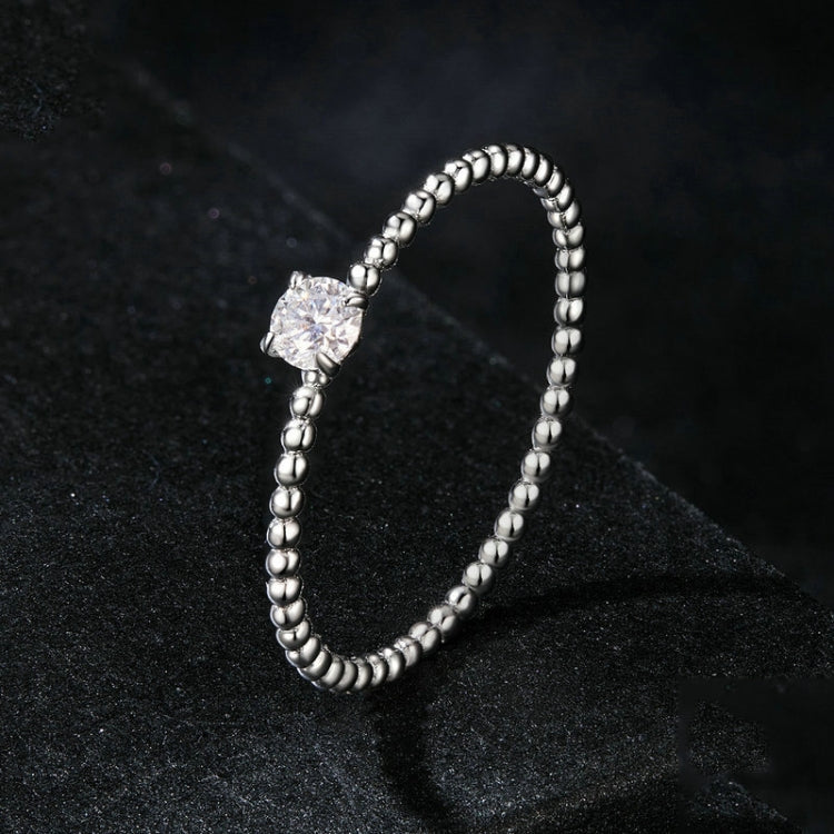 S925 Sterling Silver Platinum Bead Hoop Moissanite Stacking Ring My Store