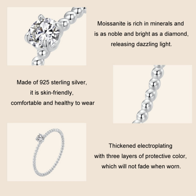 S925 Sterling Silver Platinum Bead Hoop Moissanite Stacking Ring My Store