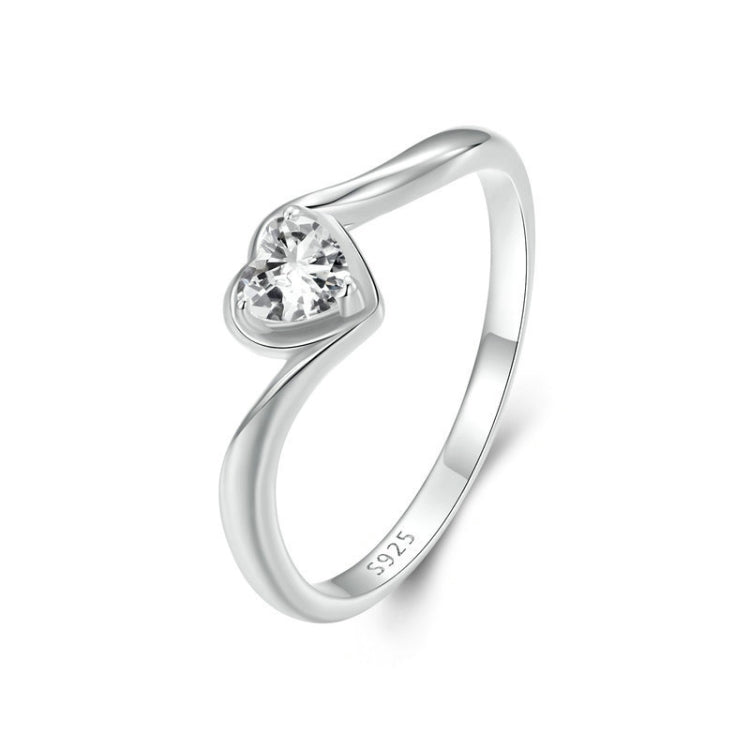 S925 Sterling Silver Platinum Plated Love Moissanite Ring My Store