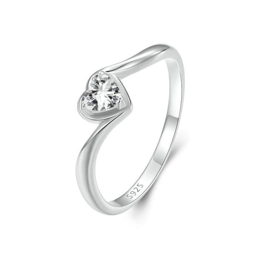 S925 Sterling Silver Platinum Plated Love Moissanite Ring My Store