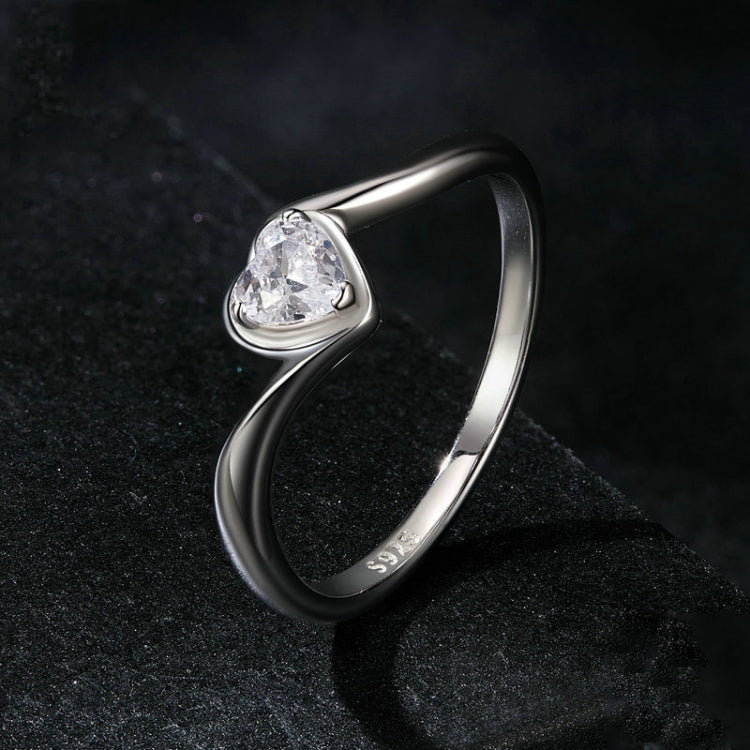 S925 Sterling Silver Platinum Plated Love Moissanite Ring My Store